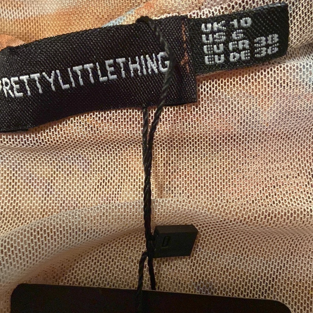 NWT PrettyLittleThing Body Suit Brown Marble Printed Mesh Contrast Stitch 6 - Picture 5 of 8